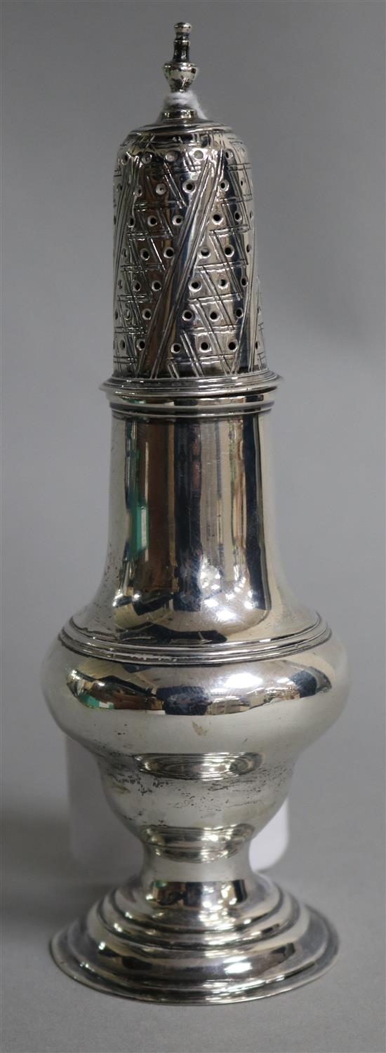 A George III silver sugar sifter/pepperette by Charles Hougham, London, circa 1770, 2.1oz.